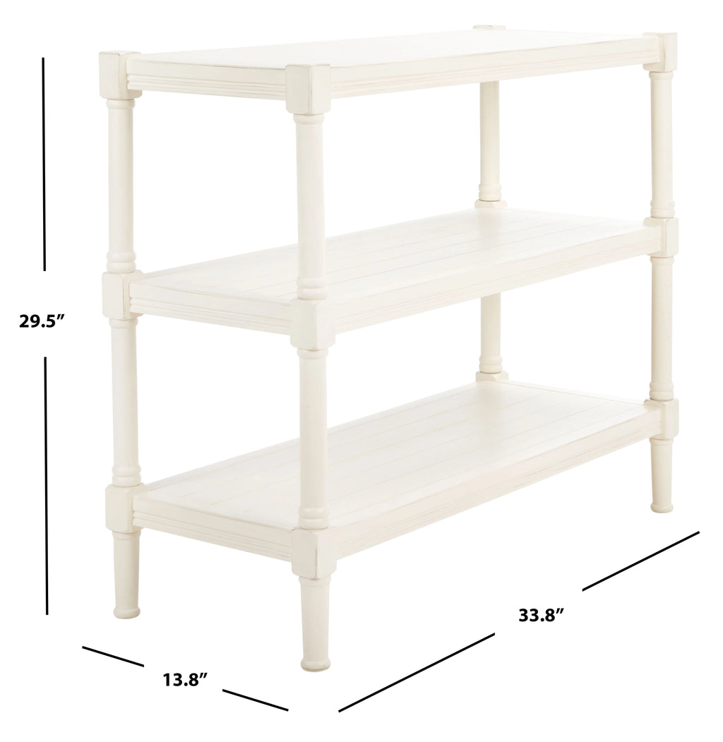 Distressed White Wood Console Table with Shelf I854492