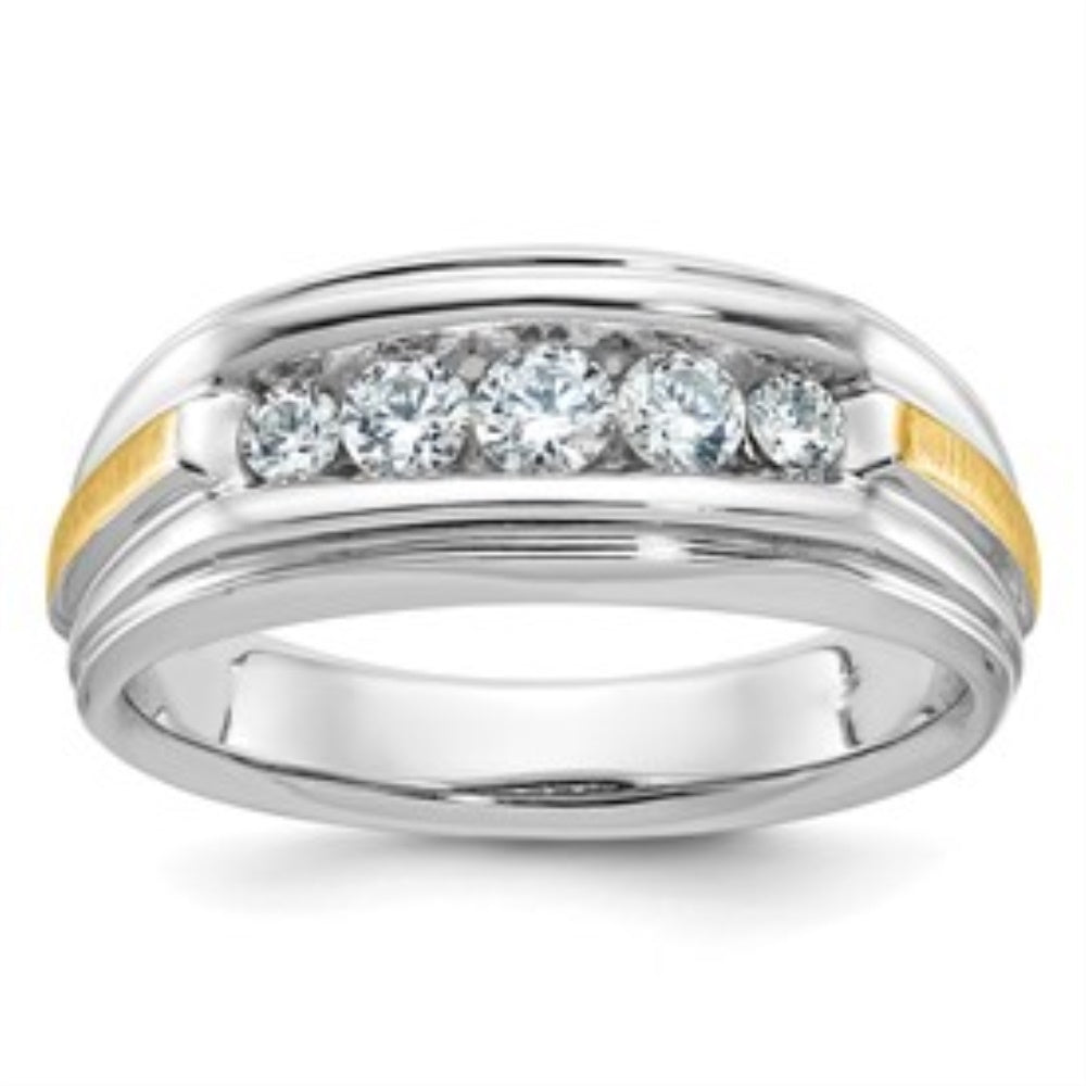 14k Two-tone Gold Men's 5-Stone 1/2 Carat Lab Grown Diamond Ring E924083