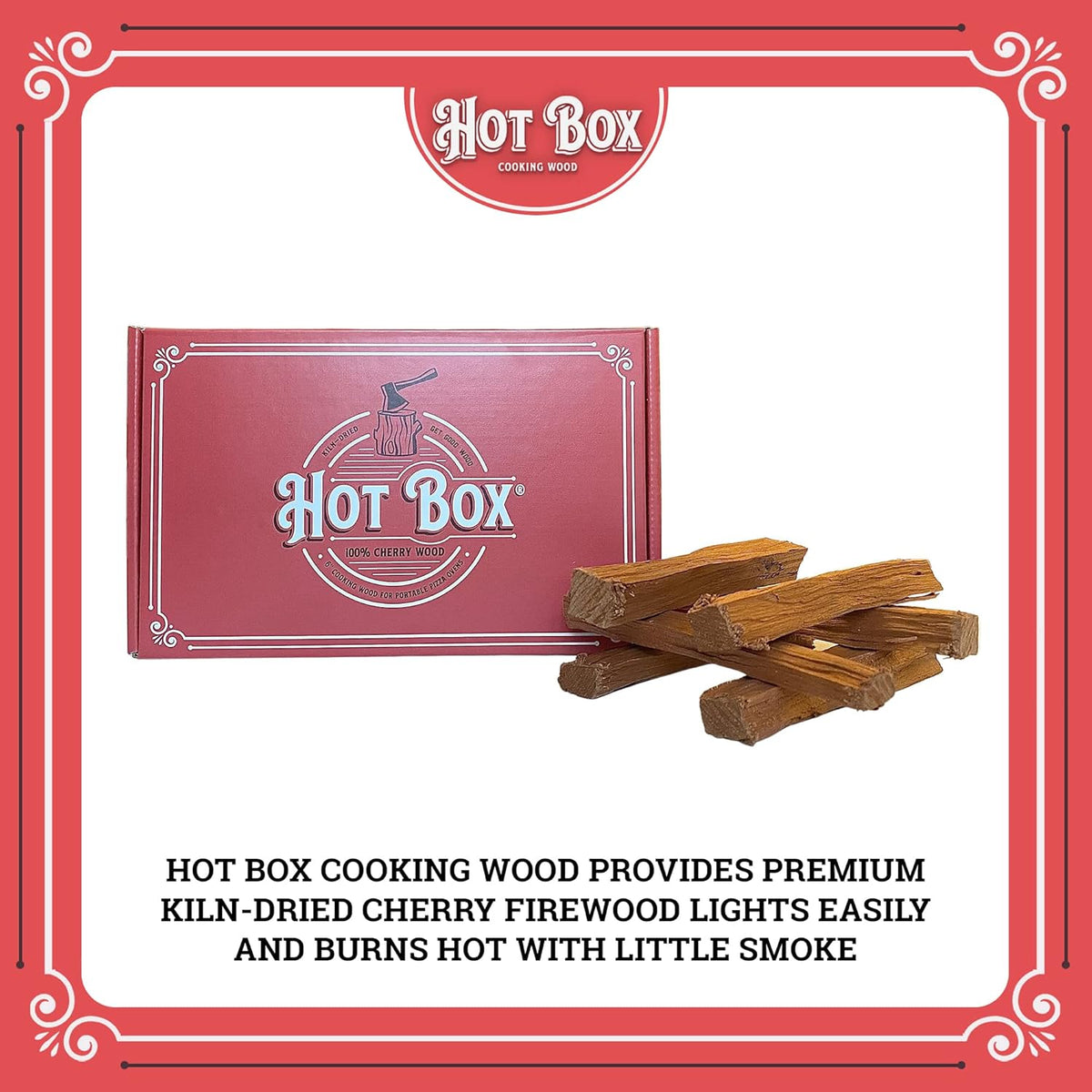 Kiln-Dried Cherry Cooking Wood, 6 Inch Mini-Cut Logs, 1 Box (350 Cubic Inches) Pack of 2 D657