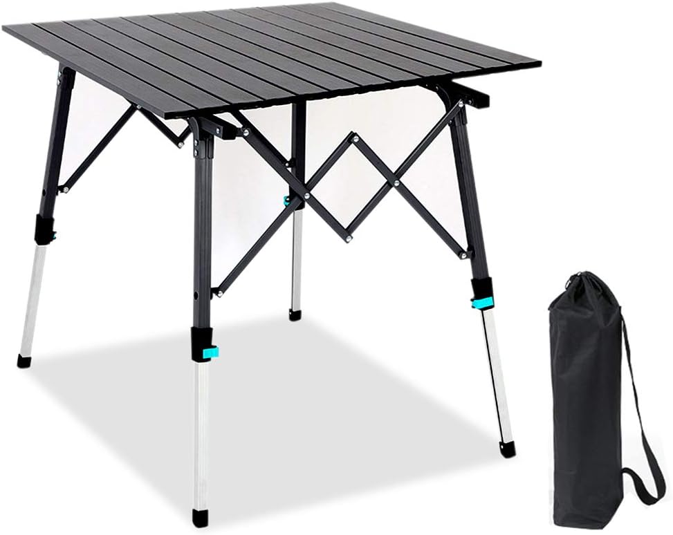 Portable Aluminum Folding Camping Table with Carry Bag (Black) J22759