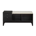 Black Wooden Storage Bench with Upholstered Seat Cushion C97369