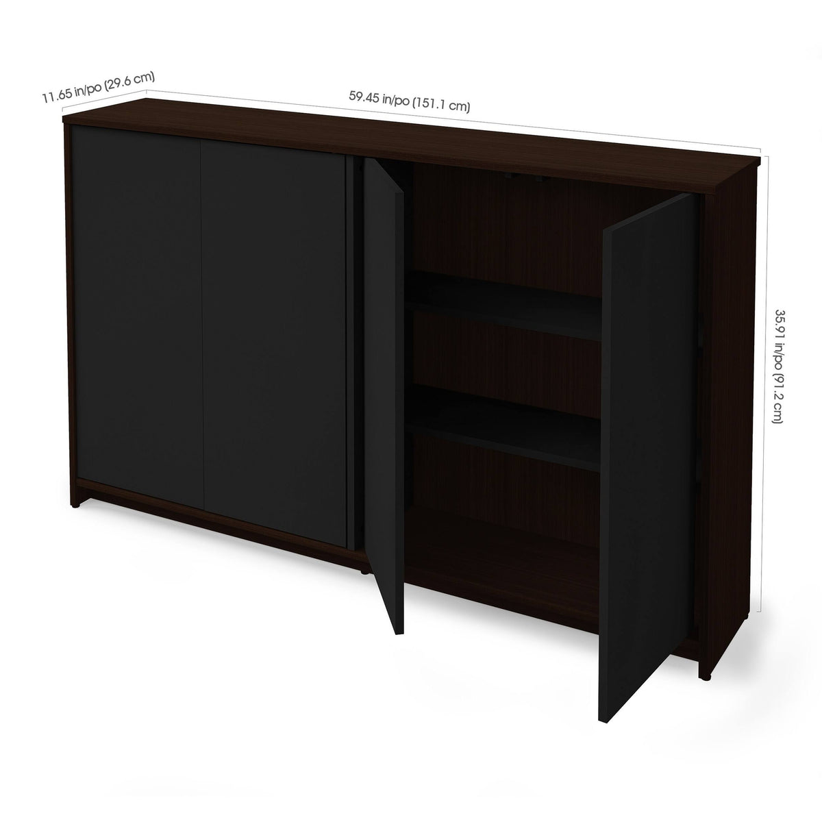 4 Door Storage Cabinet, Bark Gray/White Q30933