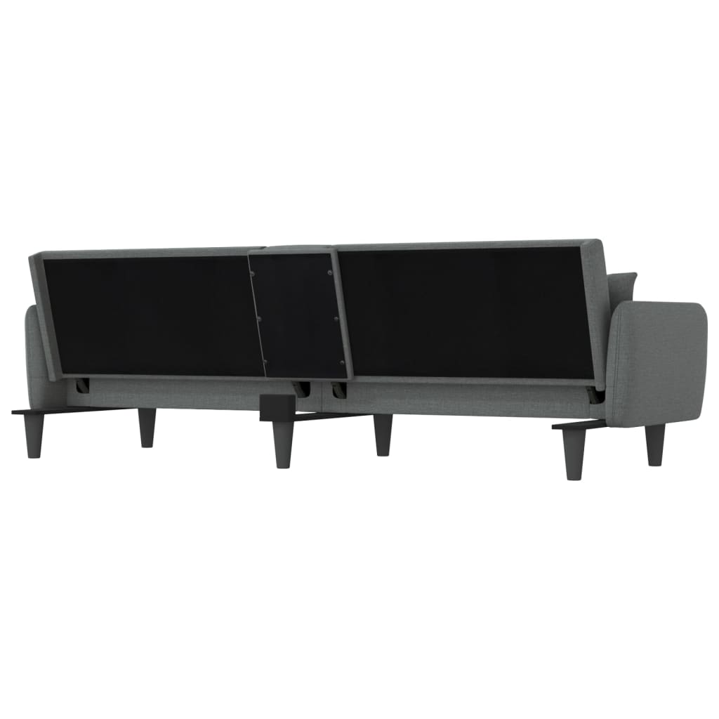 Dark Gray Fabric Sofa Bed with Cup Holders D152