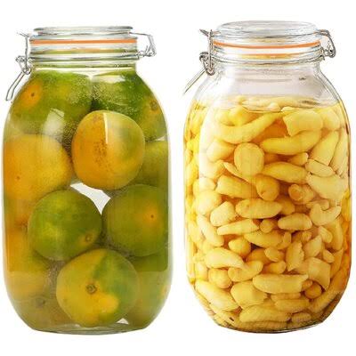 Large Glass Jars with Airtight Lids and Leak Proof Rubber Gasket 101Oz, Wide Mouth Mason Jars with Hinged Lid Kitchen Canisters 3 W4902