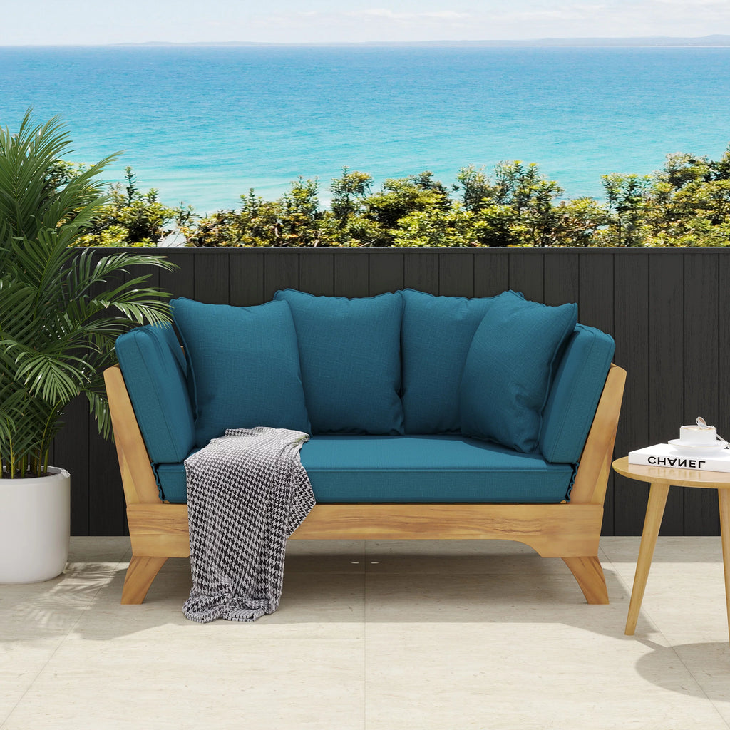 Acacia Wood Outdoor Expandable Daybed with Cushions G965