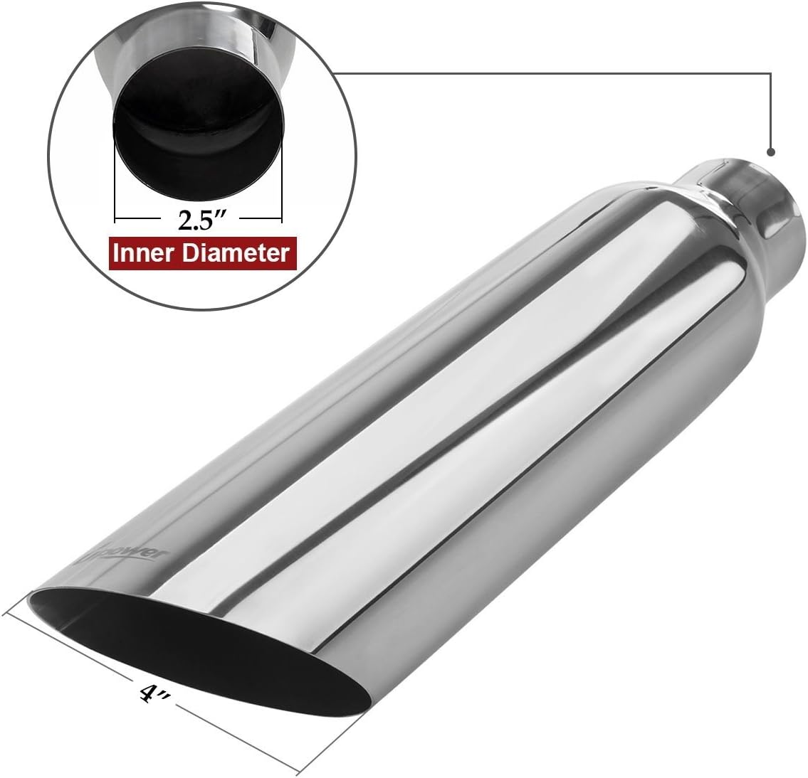 2 PCS Stainless Steel Weld-On Exhaust Tips 18" Long R2744
