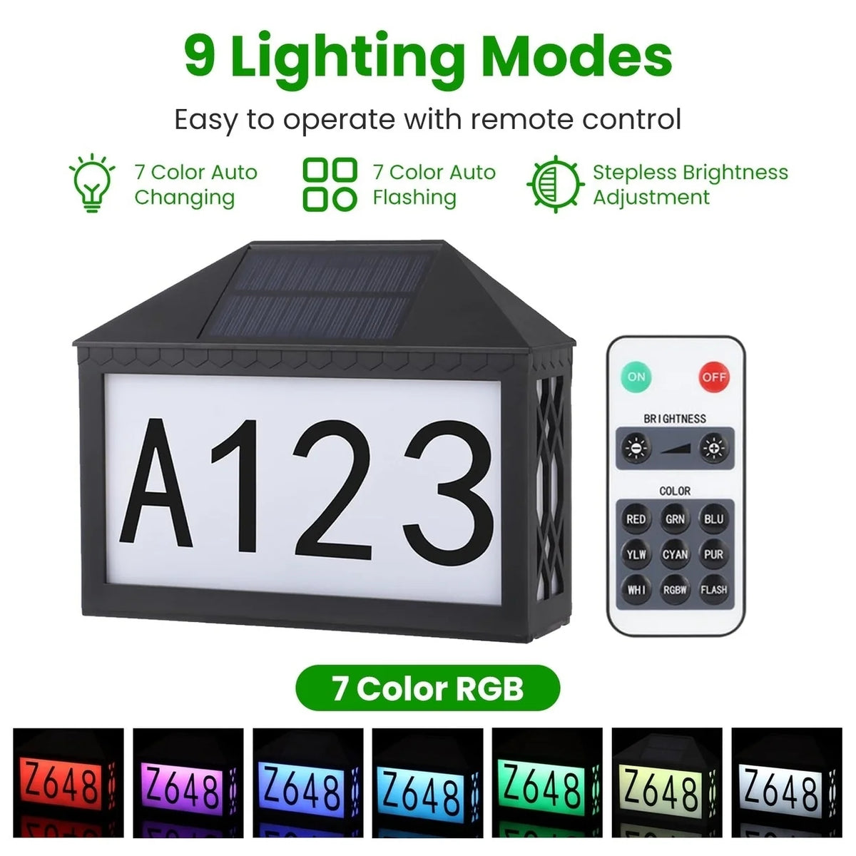 Solar Address Sign IP55 Waterproof Wall Mounted LED E609507