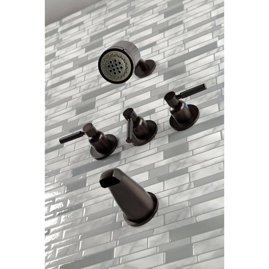 Polished Brass Three-Handle Tub and Shower Faucet I84534