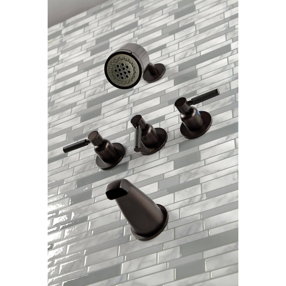 Polished Brass Three-Handle Tub and Shower Faucet I84534