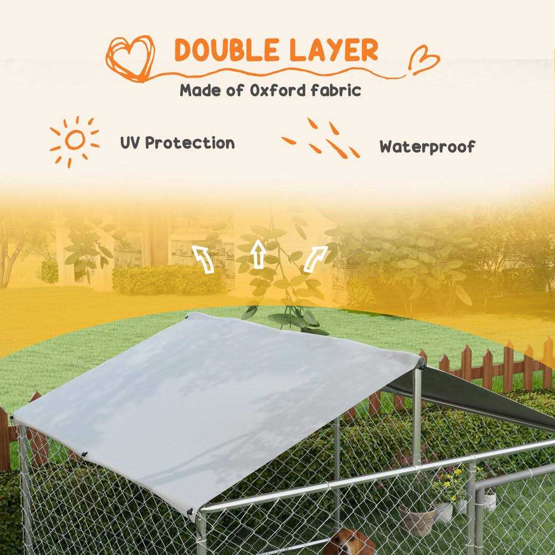 Large Outdoor Dog Kennel with Waterproof UV Resistant Roof S7874