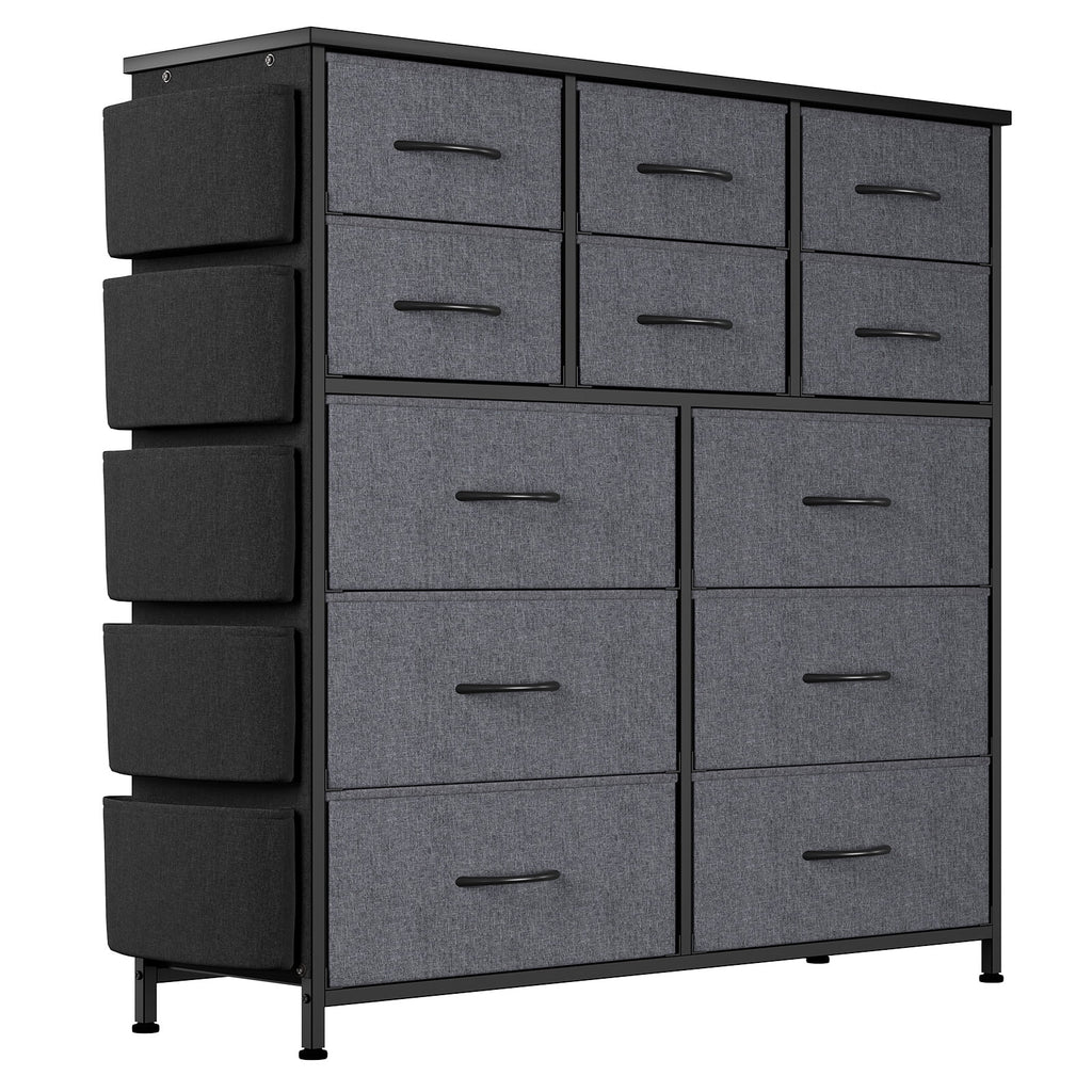12 Drawer Fabric Dresser with Wood Tabletop Q18615