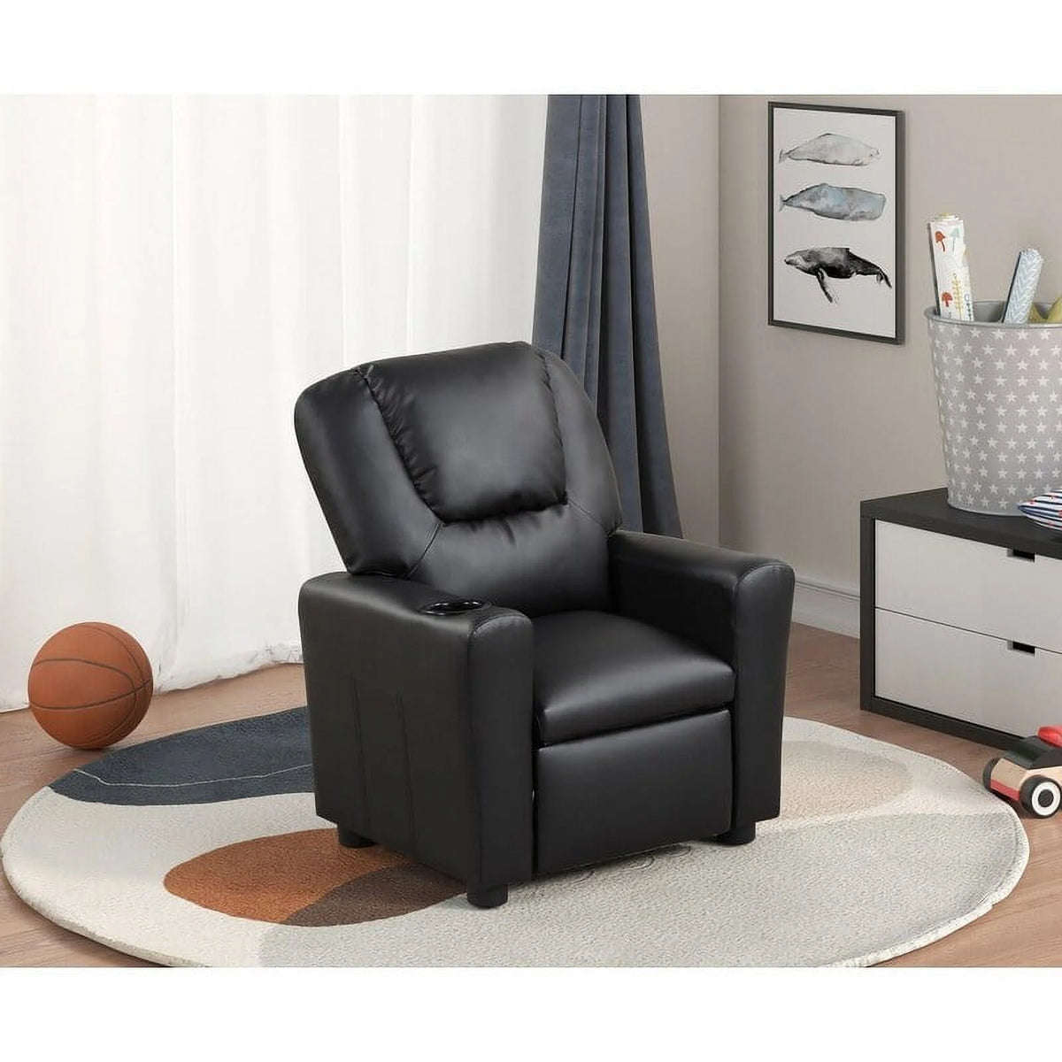 Black PU Leather Kids Recliner Chair R85199