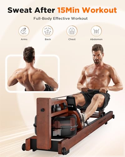 Foldable Water Rowing Machine 400LBS Weight Capacity with Monitor E48118