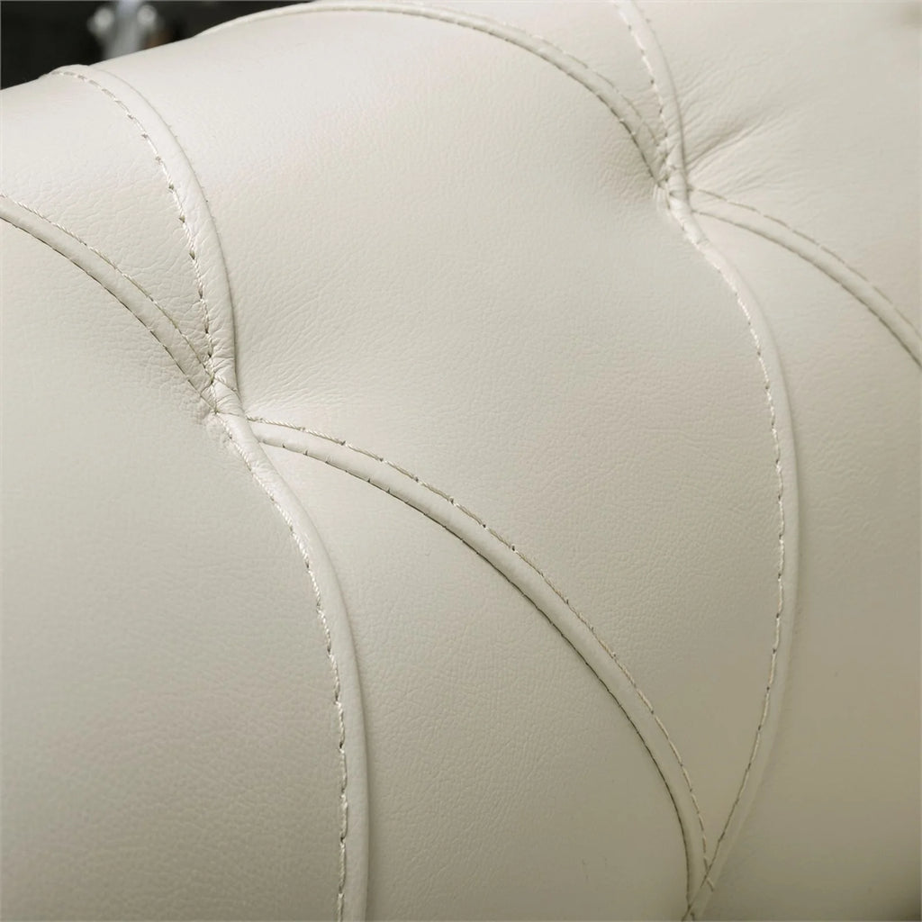 Tufted Leather Sofa In Ivory M986