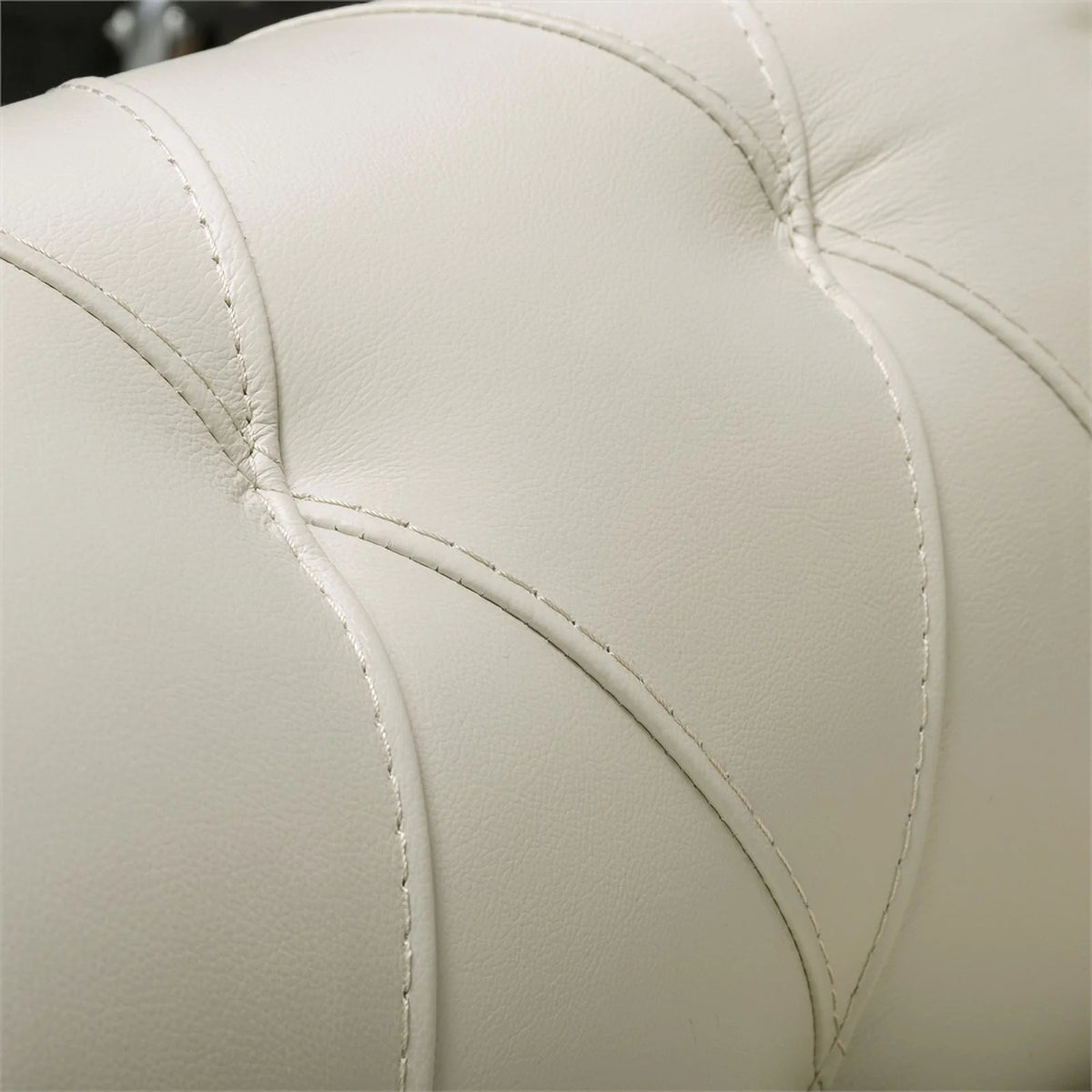 Tufted Leather Sofa In Ivory M986