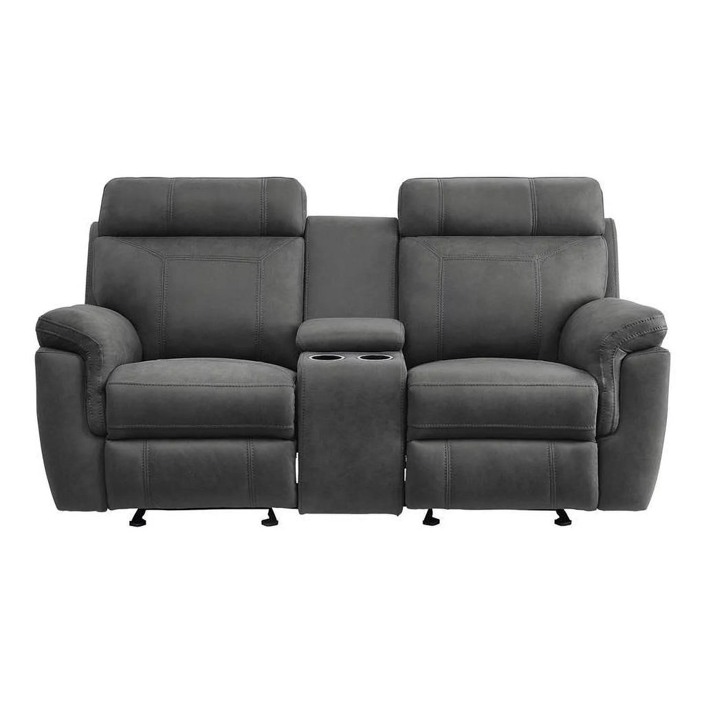 Gray Microfiber Double Glider Reclining Love Seat B265