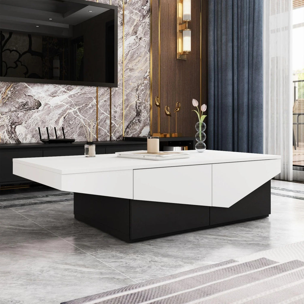 White and Black 4 Drawer Wood Coffee Table L688371