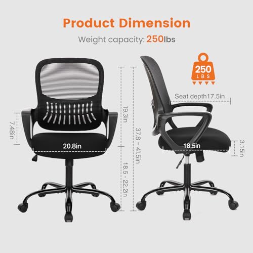 Black Ergonomic Mid-Back Mesh Swivel Office Chair Y6824