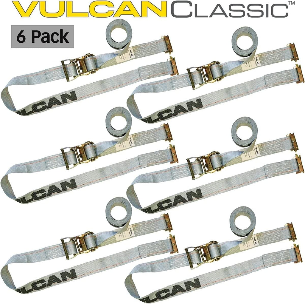 Ratchet Strap for E Track, 16 Foot, 6 Pack, Gray, 1,333 Pound Safe Working Load H74758