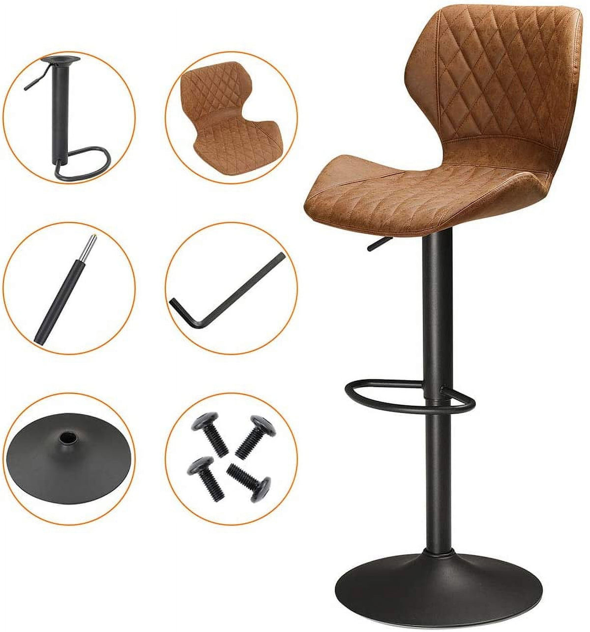 Set of 2 Adjustable PU Leather Bar Stools T274