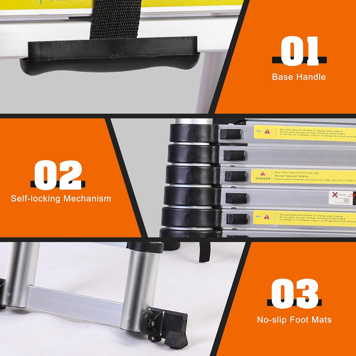 14.5FT A Frame Telescoping Ladder with Balance Bar & Wheels, 330lbs Capacity N34659