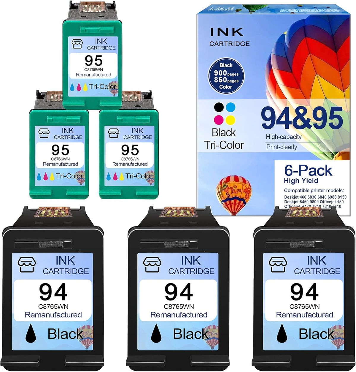 6-Pack Ink Cartridge (3 Black and 3 Tri-Color) C402848