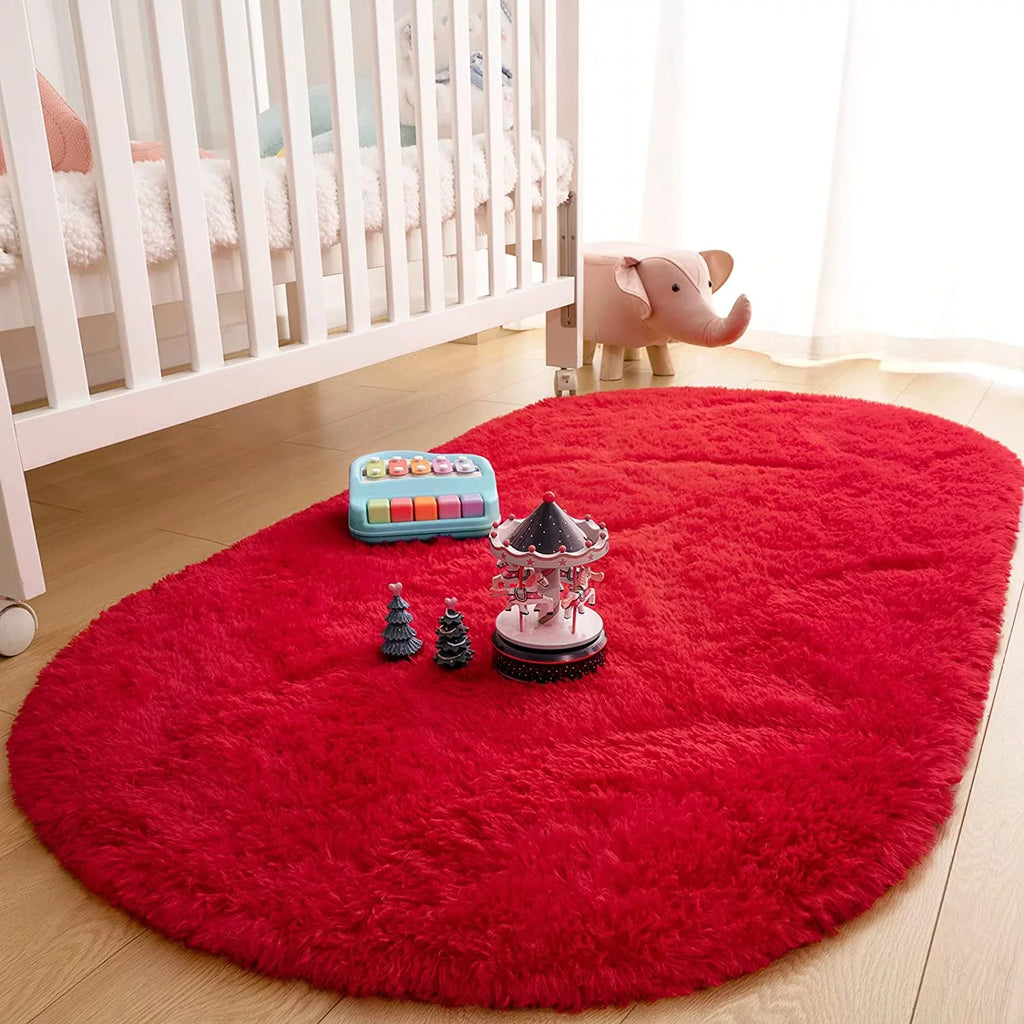 Ultra Soft Modern Oval Rugs 2.6' x 5.3' Red O3457