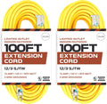 25 ft Lighted Outdoor Extension Cord, 12/3 SJTW Heavy Duty Yellow Extension Cable with 3 Prong Grounded Plug A990631