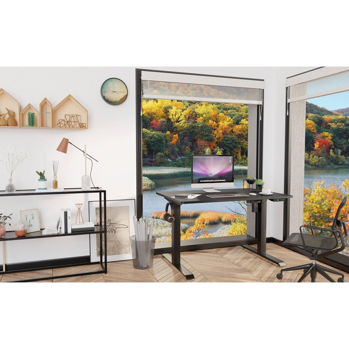 Black Height Adjustable Electric Standing Desk with Splice Board Z278903