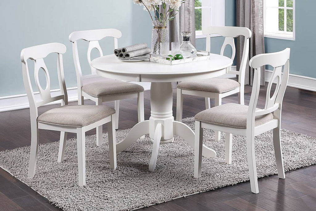 5pc Round Dining Table Set with 4 Cushion Chairs Rubberwood I646