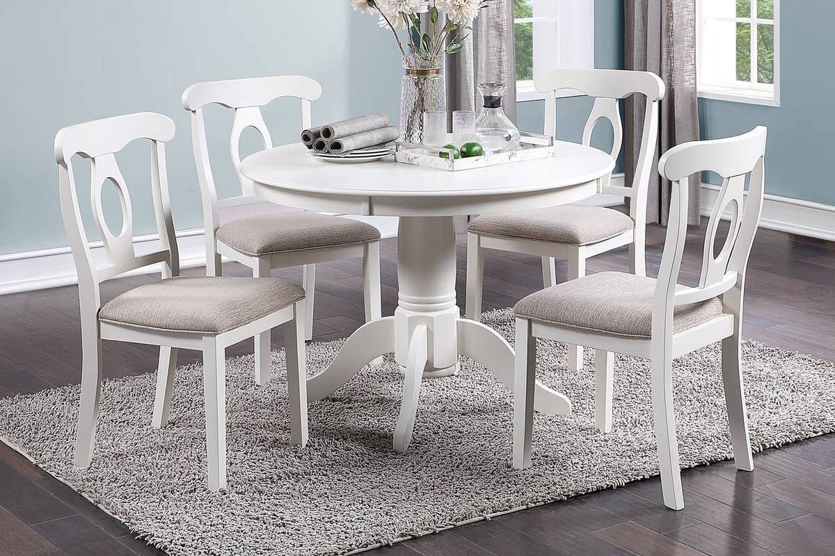 5pc Round Dining Table Set with 4 Cushion Chairs Rubberwood I646