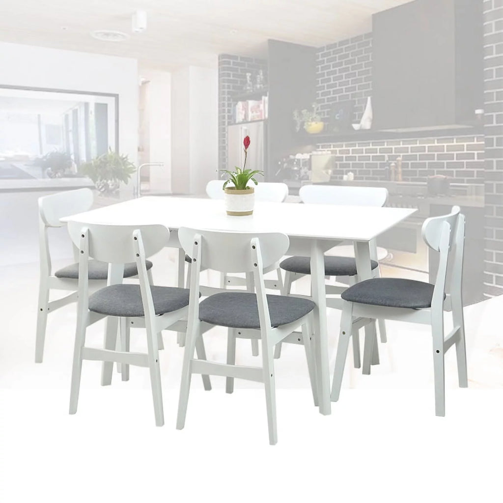 Solid Wood Dining Room Set of 6 with Extendable Table E225314