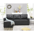 Black Air Leather Reversible Sleeper Sectional Sofa D3253