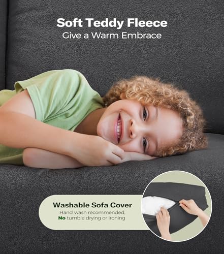 83" Beige Teddy Fleece Loveseat Sofa P23140