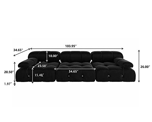 Black Velvet L-Shaped Sectional Sofa with Reversible Chaise Ottoman L736862