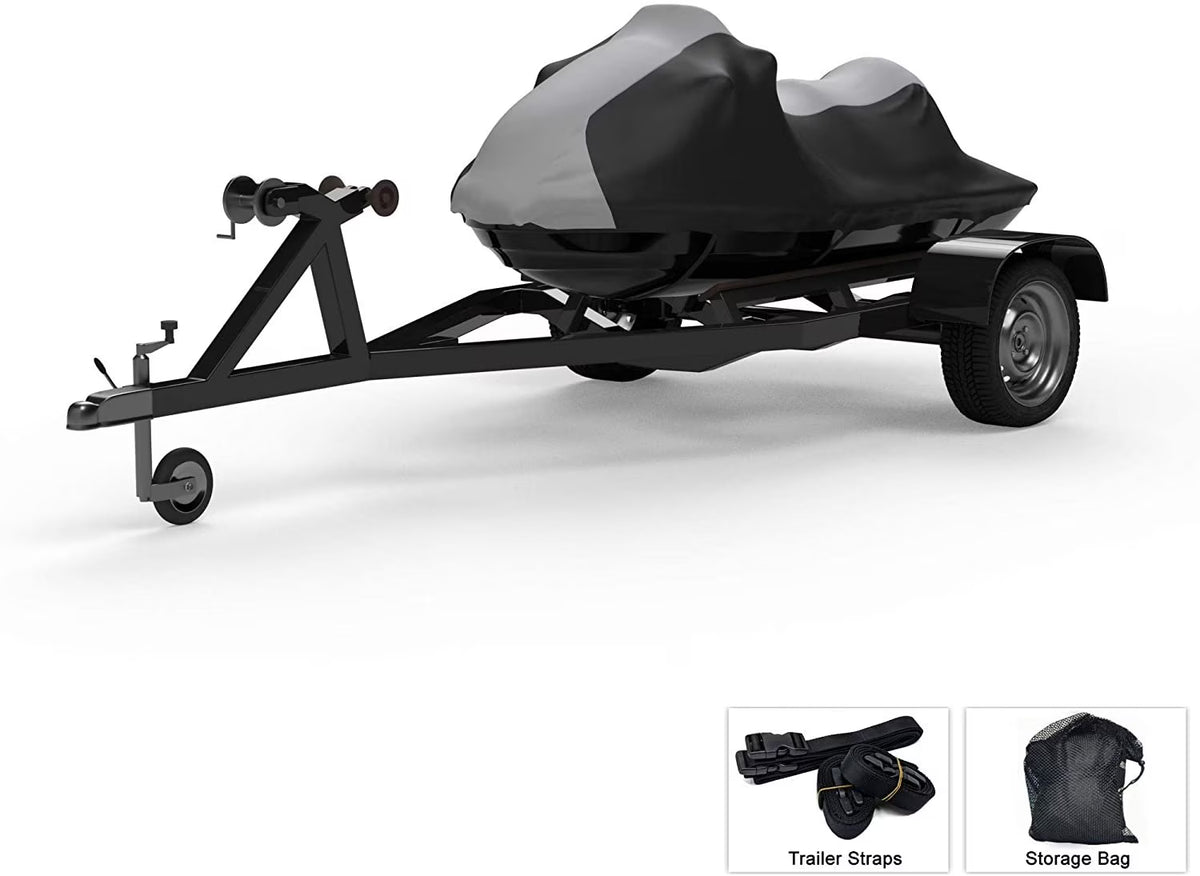 Gray/Black Trailerable Jet Ski Cover with Trailer Straps and Storage Bag T805