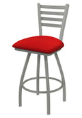 Swivel Counter Stool with Anodized Nickel Finish and Canter Red Seat G7936