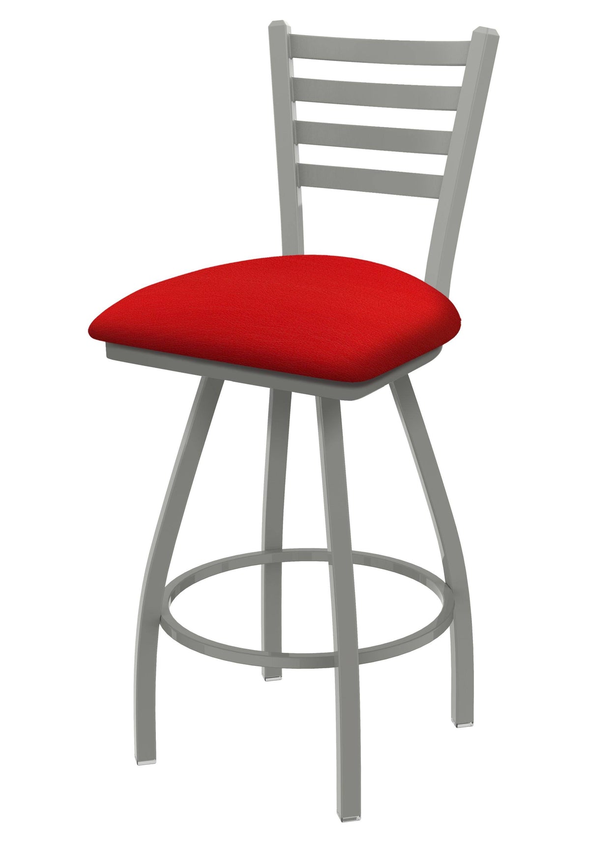 Swivel Counter Stool with Anodized Nickel Finish and Canter Red Seat G7936