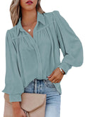 Long Sleeve Button Down Plus Size Blouse S4749