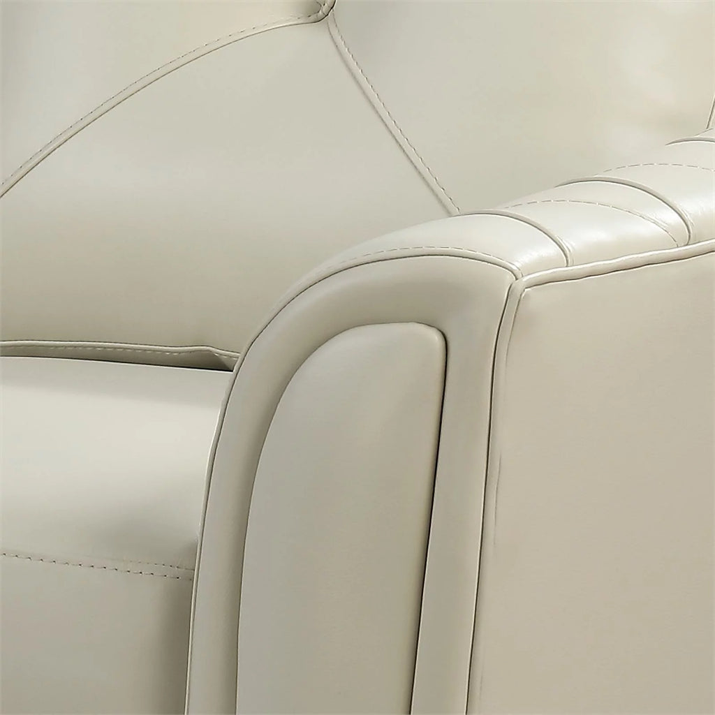 Tufted Leather Sofa In Ivory M986