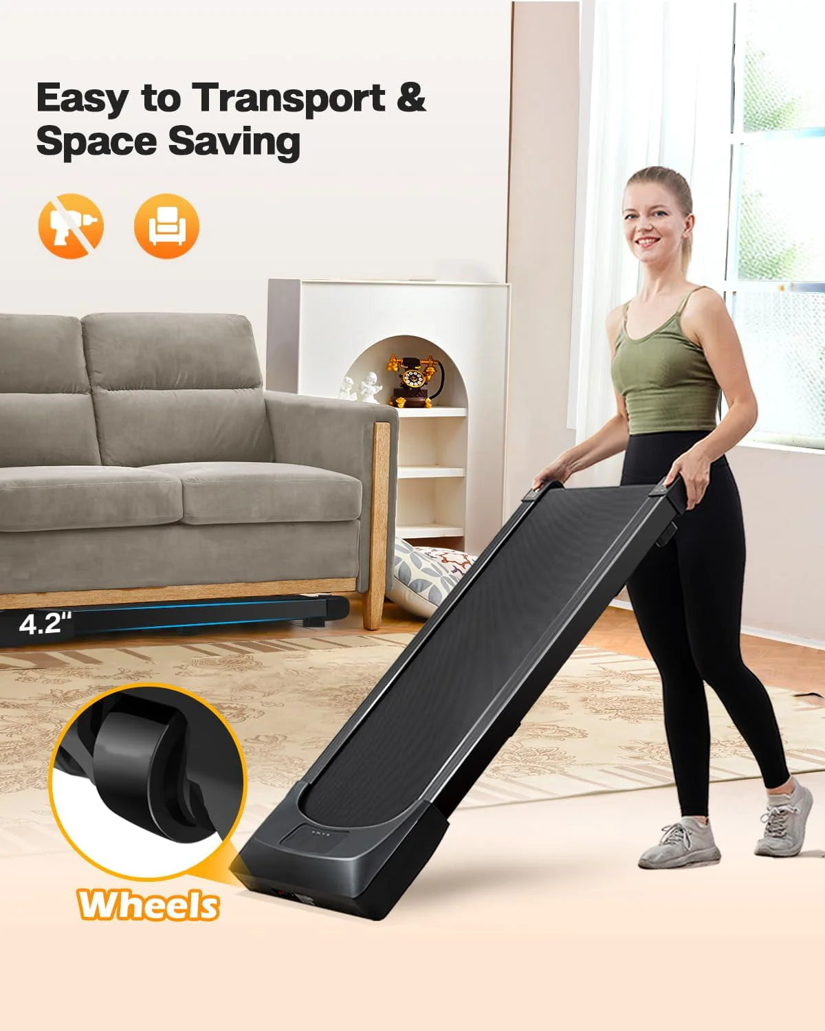 2.5HP Slim Under Desk Treadmill with Remote Control X627990