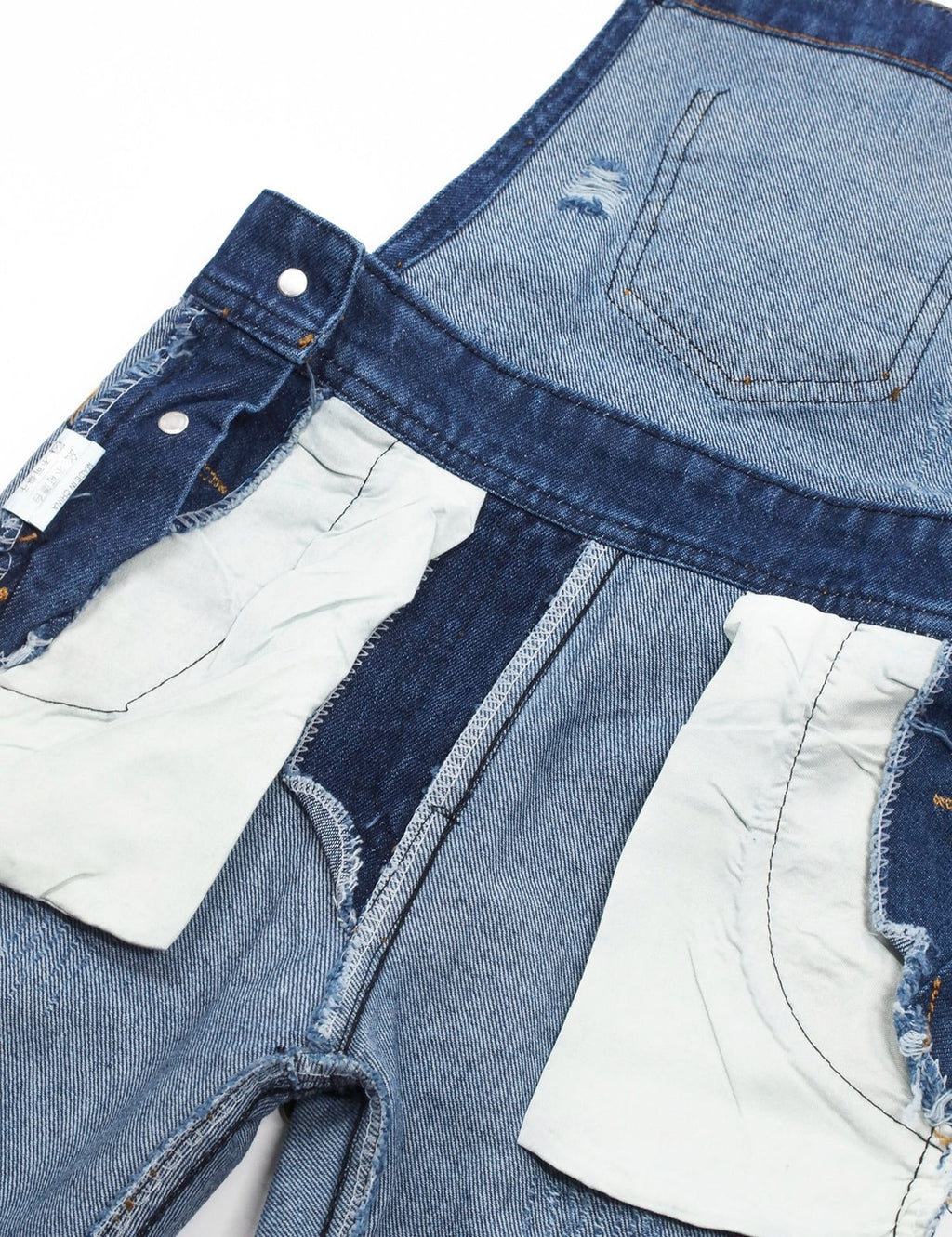 Blue 12T Girls Ripped Jeans Overalls N33335