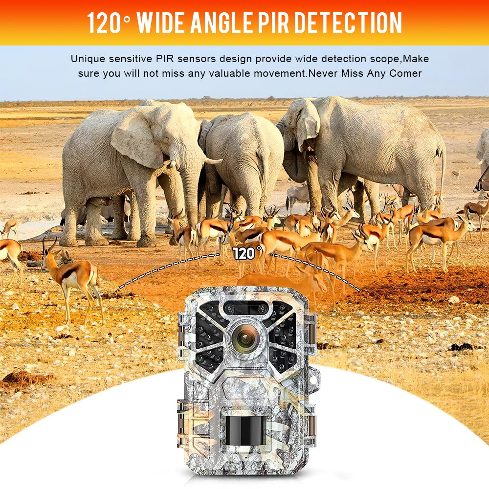 30MP 2K Infrared Night Vision Waterproof Trail Camera with 120° Wide Angle Lens M7029