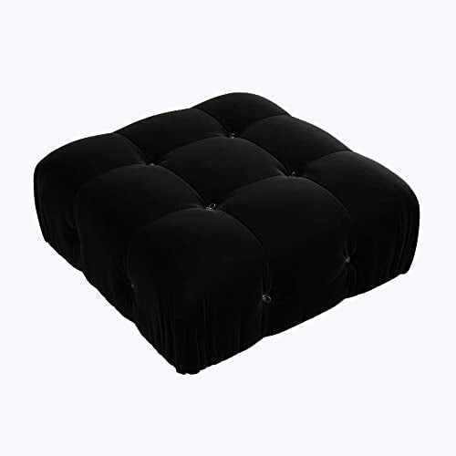 Black Velvet L-Shaped Sectional Sofa with Reversible Chaise Ottoman L736862