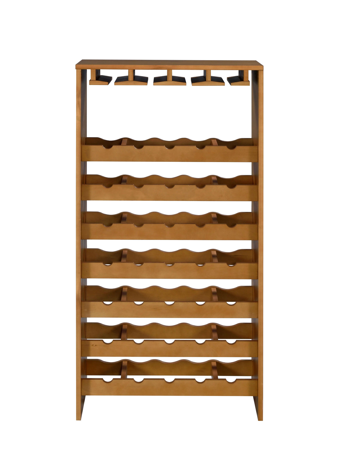 Oak 35-Bottle Wine Cabinet with Stemware Rack M41385