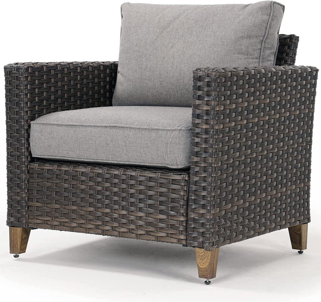 Patio Wicker Sectional Sofa with Thick Cushions and Steel Frame U899