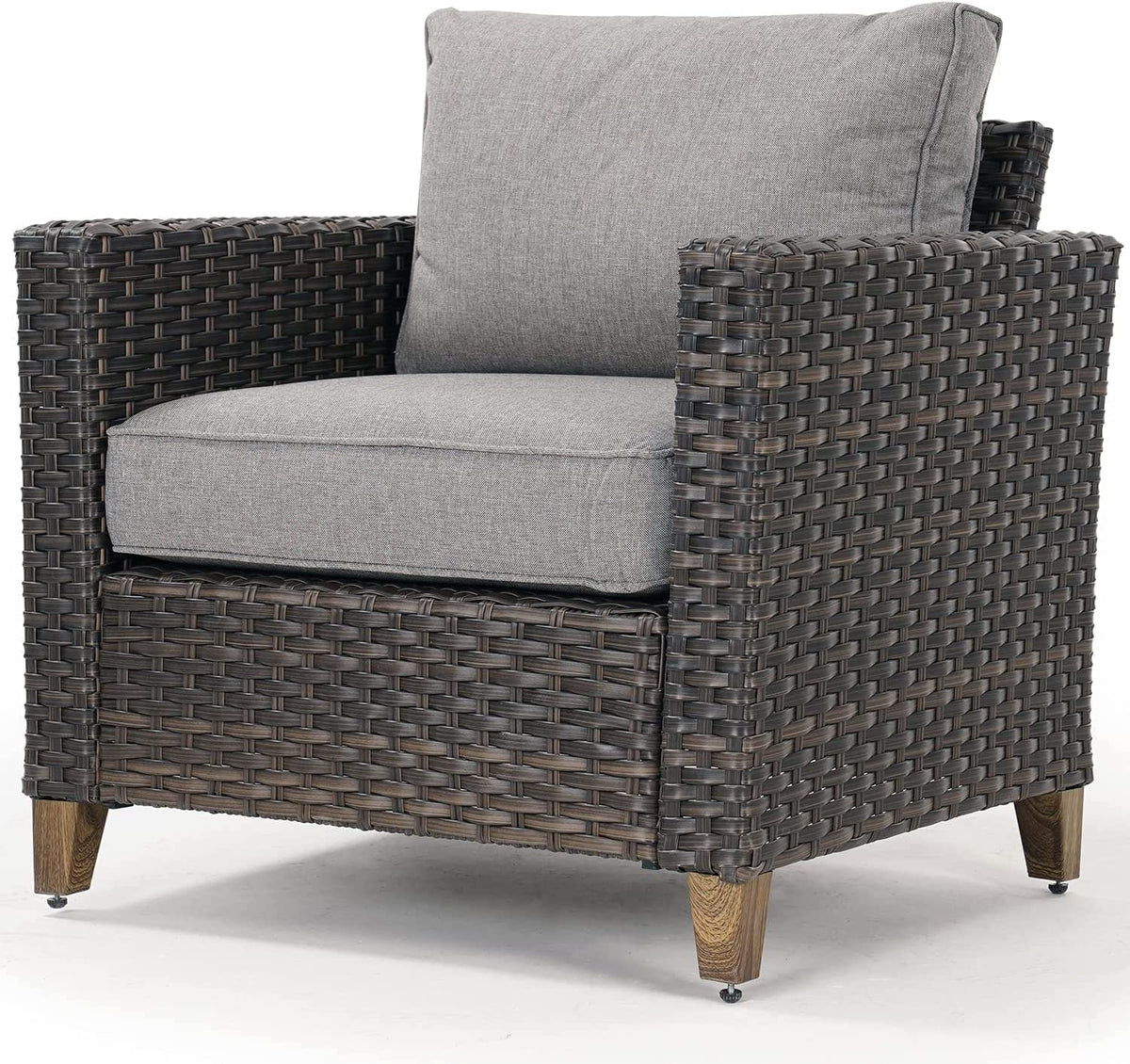 Patio Wicker Sectional Sofa with Thick Cushions and Steel Frame U899