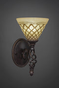 Dark Granite Finish Wall Sconce with Chocolate Icing Glass V63191