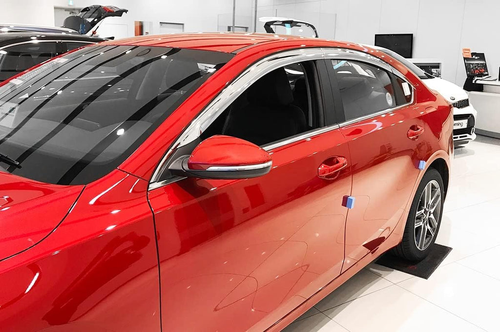 Chrome Finish Tape-On Style Rain Guards for Kia Forte Sedan 2019-2022 (6PCs) J313