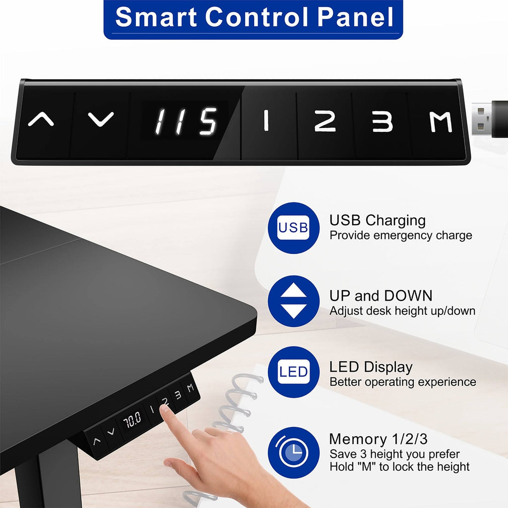 Black Height Adjustable Electric Standing Desk with Splice Board Z278903